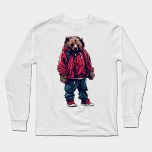 Bear wearing hip hop style Long Sleeve T-Shirt